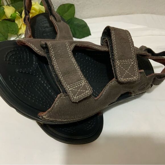 Crocs Mens Activewear Sport Sandals Brown Adjustable Strap Hook And Loop Sz 9 - Picture 4 of 10